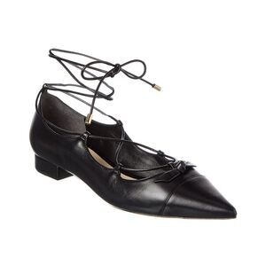 Alexandre Birman Slim Clarita Lace-Up Leather Flat, Black